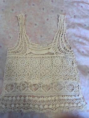 Forever 21 Cream Crochet Lace Tank Top